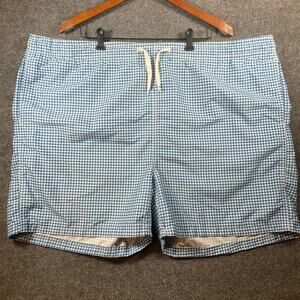 Kanu Surf Board Shorts Men's 3X Blue/White Check Drawstring Beach Surfer